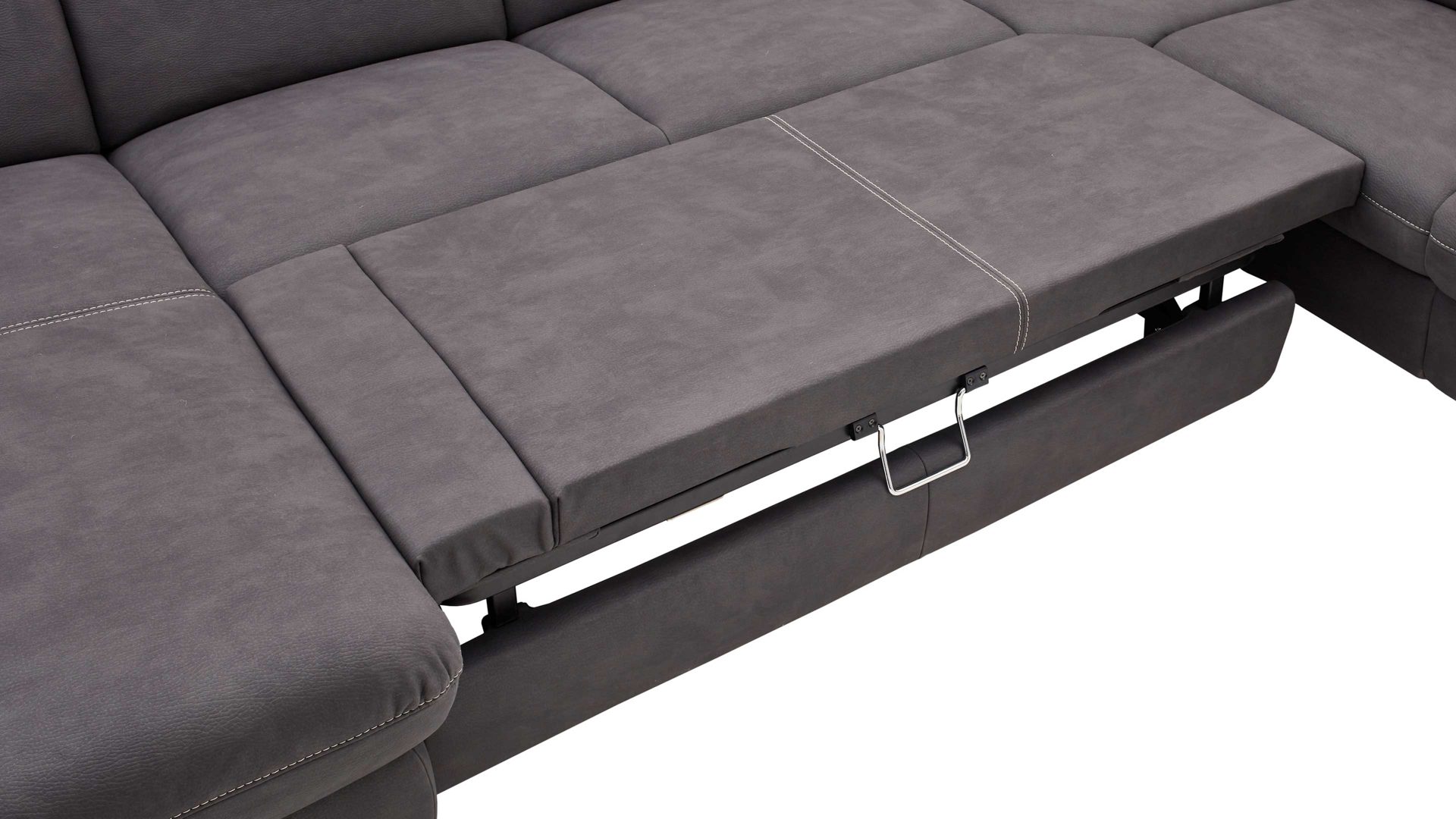 Funktion Steinpol polsteria aus Metall in Dunkelgrau Polstermöbel Serie Senturo System - Schlaffunktion dunkelgraue Mikrofaser Atlantic