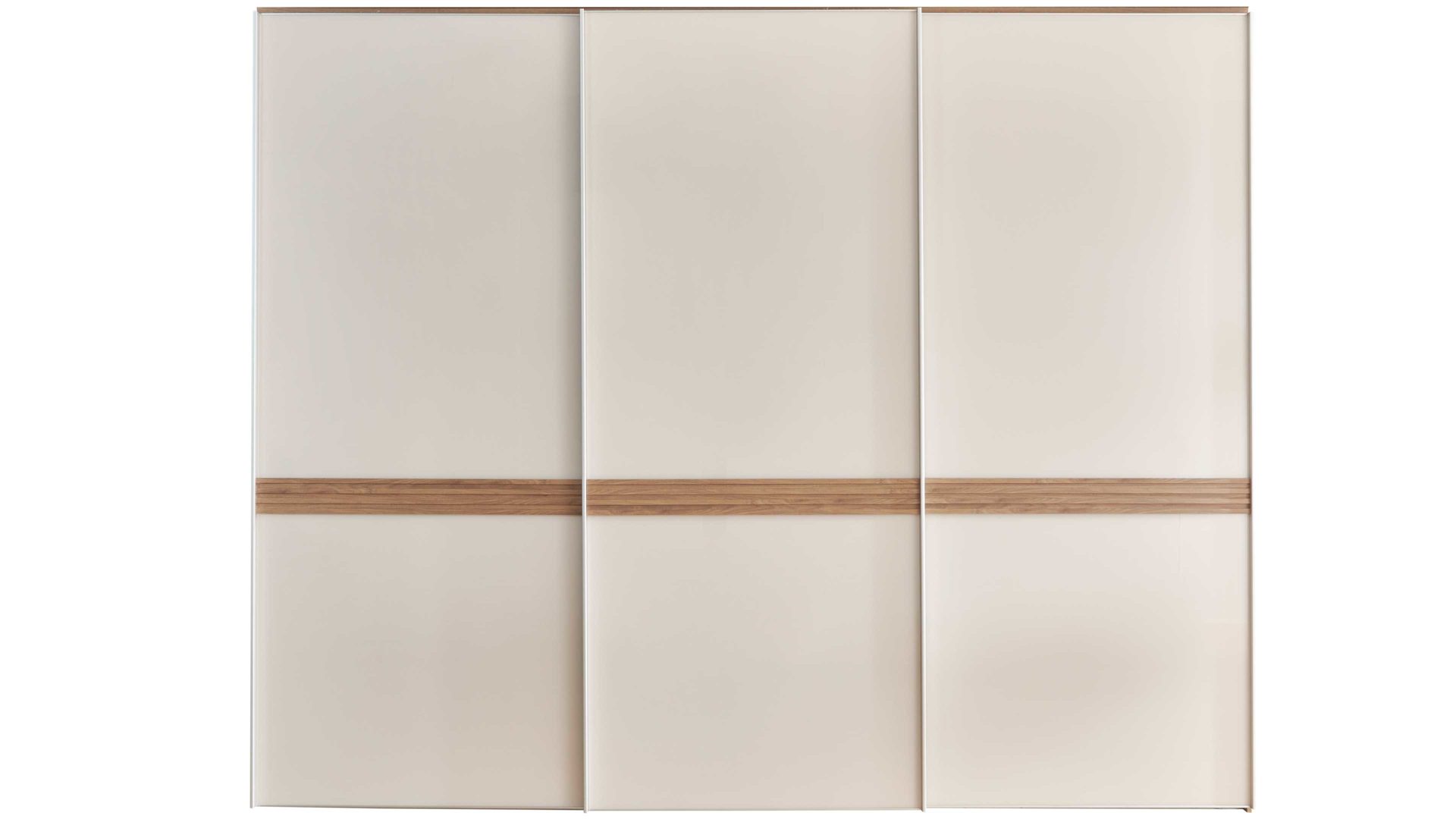 Kleiderschrank Staud aus Holz in Weiß STAUD Schwebetürenschrank Sinfonie Plus Elfenbein & Trentino Eiche – drei Türen, Breite ca. 298 cm