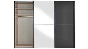 Kleiderschrank Staud aus Holz in Dunkelgrau STAUD Schwebetürenschrank Sinfonie Plus Vulkan & Grauspiegel – drei Türen, Breite ca. 298 cm