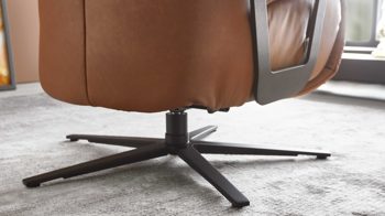 Relaxsessel Himolla aus Leder in Orange himolla Relaxsessel Serie 7387 - Easyswing 31V Maxi brandyfarbenes LongLife-Leder 24 & anthrazitfarbener Sternfuß