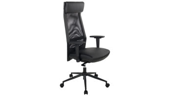 Bürostuhl Duo collection aus Kunstleder in Schwarz Schreibtischstuhl Auerberg schwarzer Bezug & schwarzes Drehkreuz