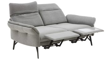 2,5-Sitzer Himolla aus Stoff in Grau himolla Polsterprogramm 1385-Promotion - 2,5-Sitzer mit motorischen Funktionen gletscherfarbener Bezug Q2 Fashion & anthrazitfarbene Metallfüße - Länge ca. 183 cm