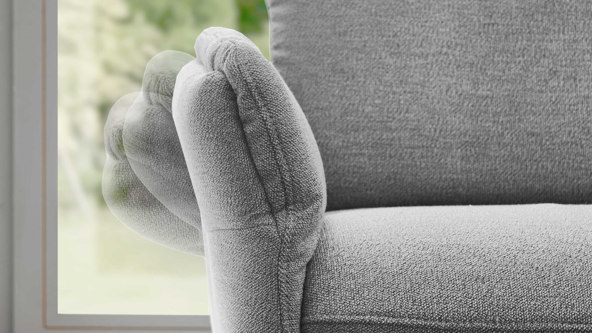 2,5-Sitzer Himolla aus Stoff in Grau himolla Polsterprogramm 1385-Promotion - 2,5-Sitzer mit motorischen Funktionen gletscherfarbener Bezug Q2 Fashion & anthrazitfarbene Metallfüße - Länge ca. 183 cm