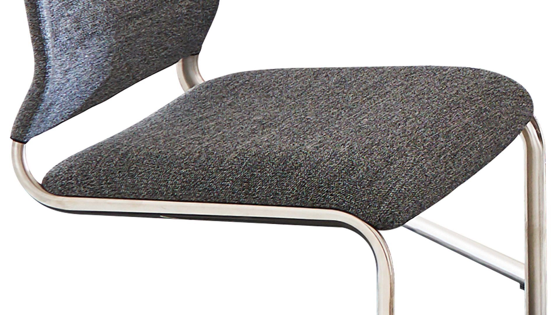 Schwingstuhl Venjakob aus Stoff in Grau VENJAKOB Schwingstuhl Lilli Plus bzw. Freischwinger steinfarbener Bezug Melange PS & edelstahlfarbenes Gestell