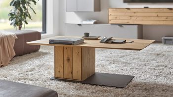 Couchtisch Wöstmann markenmöbel aus Holz in Holzfarben WÖSTMANN Wohnprogramm WM 2380 - Couchtisch Wild- & Balkeneiche, carbonfarbenes Metall - ca. 120 x 70 cm