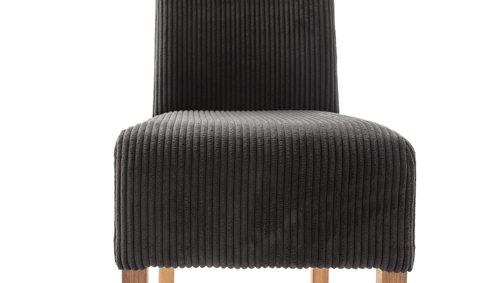 Vierfußstuhl Mca direkt aus Stoff in Anthrazit Polsterstuhl-Serie Nera anthrazitfarbener Cordbezug Poso & Eiche geölt