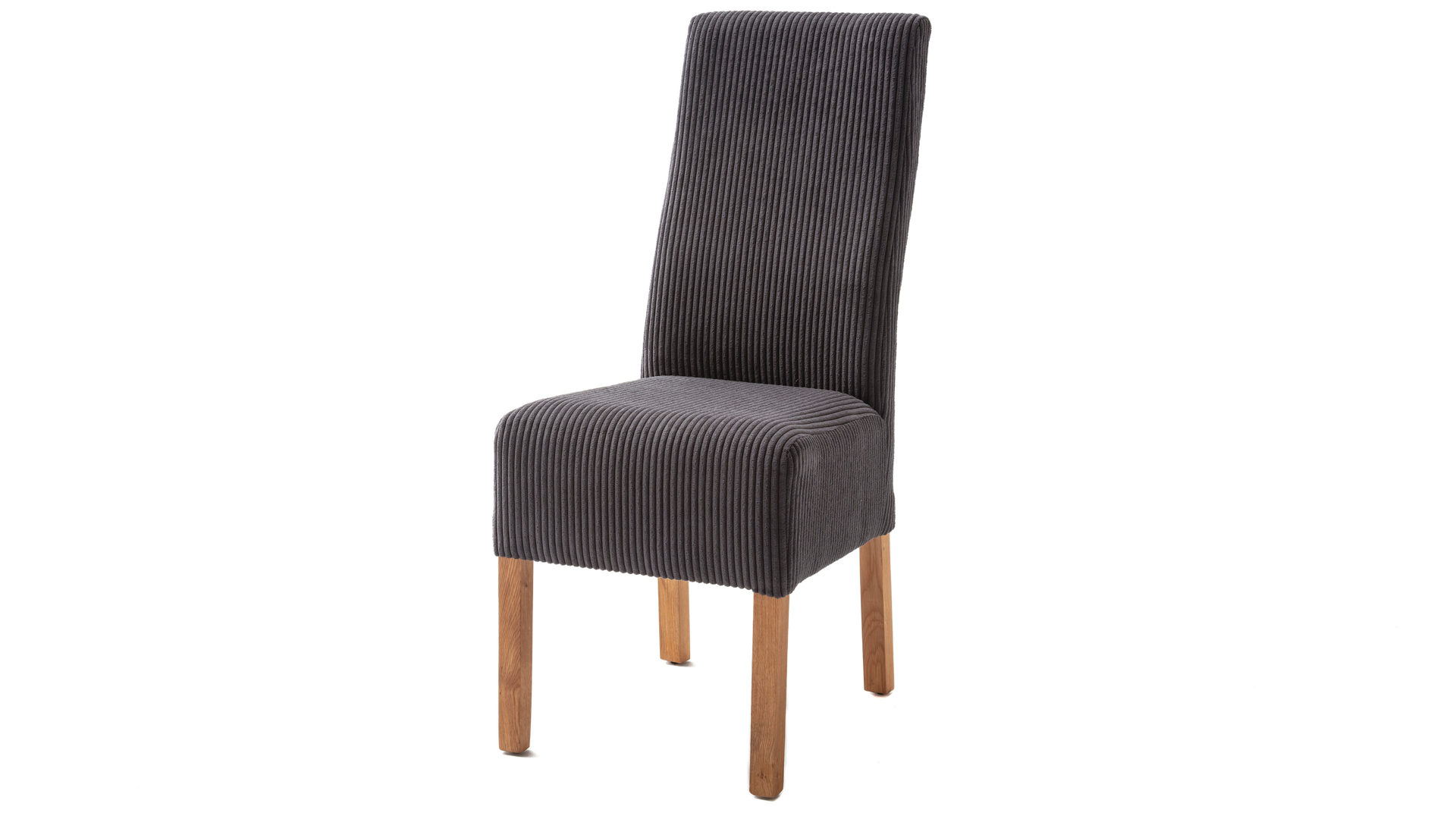 Vierfußstuhl Mca direkt aus Stoff in Anthrazit Polsterstuhl-Serie Nera anthrazitfarbener Cordbezug Poso & Eiche geölt