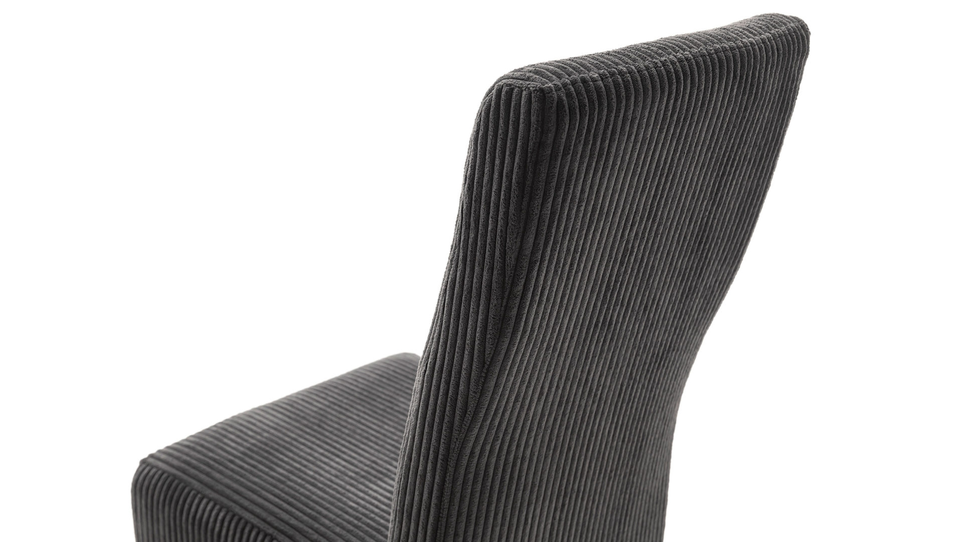 Vierfußstuhl Mca direkt aus Stoff in Anthrazit Polsterstuhl-Serie Nera anthrazitfarbener Cordbezug Poso & Eiche geölt
