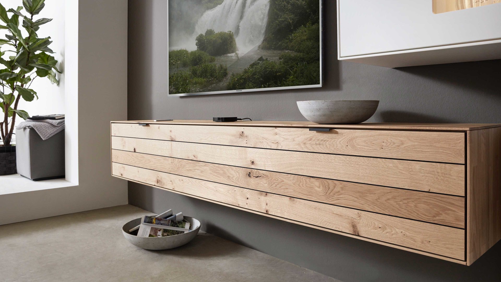 Lowboard Wöstmann markenmöbel aus Holz in Holzfarben WÖSTMANN Wohnprogramm WM 2380 - Lowboard Wild- & Balkeneiche - eine Klappe, Breite ca. 182 cm