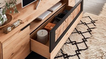 Wohnwand Wöstmann markenmöbel aus Holz in Holzfarben WÖSTMANN Wohnprogramm WM 1910 - Wohnwand Wildeiche - dreiteilig, Breite ca. 294 cm