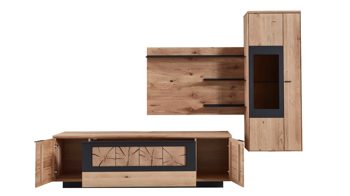 Wohnwand Wöstmann markenmöbel aus Holz in Holzfarben WÖSTMANN Wohnprogramm WM 1910 - Wohnwand Wildeiche - dreiteilig, Breite ca. 294 cm