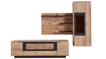 Wohnwand Wöstmann markenmöbel aus Holz in Holzfarben WÖSTMANN Wohnprogramm WM 1910 - Wohnwand Wildeiche - dreiteilig, Breite ca. 294 cm