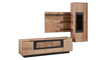 Wohnwand Wöstmann markenmöbel aus Holz in Holzfarben WÖSTMANN Wohnprogramm WM 1910 - Wohnwand Wildeiche - dreiteilig, Breite ca. 294 cm