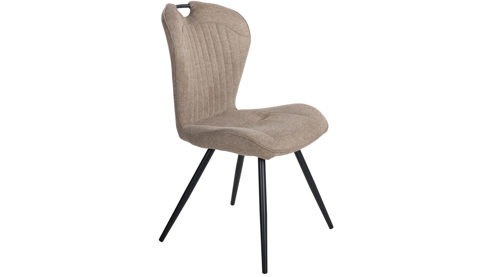 Vierfußstuhl Duo collection aus Stoff in Braun Polsterstuhl Zoe haselnussbrauner Webstoff Padua & schwarzes Gestell