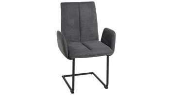 Schwingstuhl Duo collection aus Stoff in Anthrazit Schwingstuhl Emmy anthrazitfarbener Webstoff Padua & schwarzes Gestell - mit Armlehne