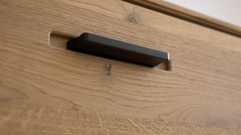 Lowboard Interliving aus Holz in Holzfarben Interliving Wohnzimmer Serie 2029 - Hänge-Lowboard Wildeiche & Granit-Steinoptik - vier Türen, eine Schublade, Länge ca. 220 cm