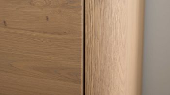 Sideboard Interliving aus Holz in Holzfarben Interliving Wohnzimmer Serie 2029 - Highboard 22 Wildeiche & Granit-Steinoptik - drei Türen, eine Schublade, Breite ca. 132 cm