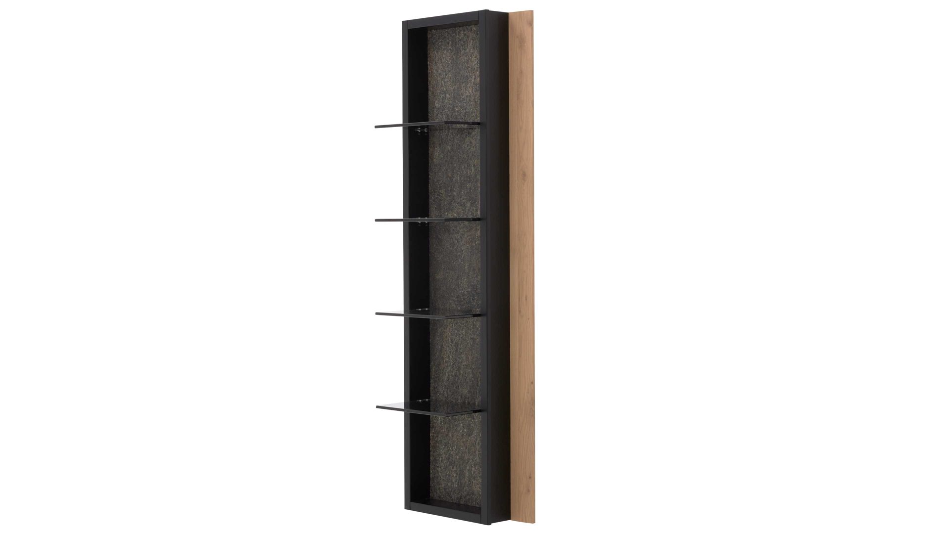 Wandregal Interliving aus Holz in Holzfarben Interliving Wohnzimmer Serie 2029 - Wandregal Wildeiche & Granit-Steinoptik - ca. 46 x 135 cm