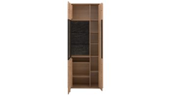 Wohnwand Interliving aus Holz in Holzfarben Interliving Wohnzimmer Serie 2029 - Wohnwand 81 Wildeiche & Granit-Steinoptik - dreiteilig, Breite ca. 320 cm