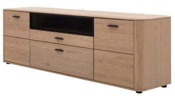 Lowboard Interliving aus Holz in Holzfarben Interliving Wohnzimmer Serie 2029 - Medien-Lowboard Wildeiche & Granit-Steinoptik - zwei Türen, zwei Schubladen, Länge ca. 200 cm