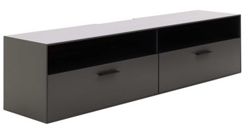 Lowboard Interliving aus Holz in Dunkelgrau Interliving Wohnzimmer Serie 2030 - Hänge-Lowboard 31 Wolfram Grey & Spaltholz - zwei Schubladen, Länge ca. 180 cm