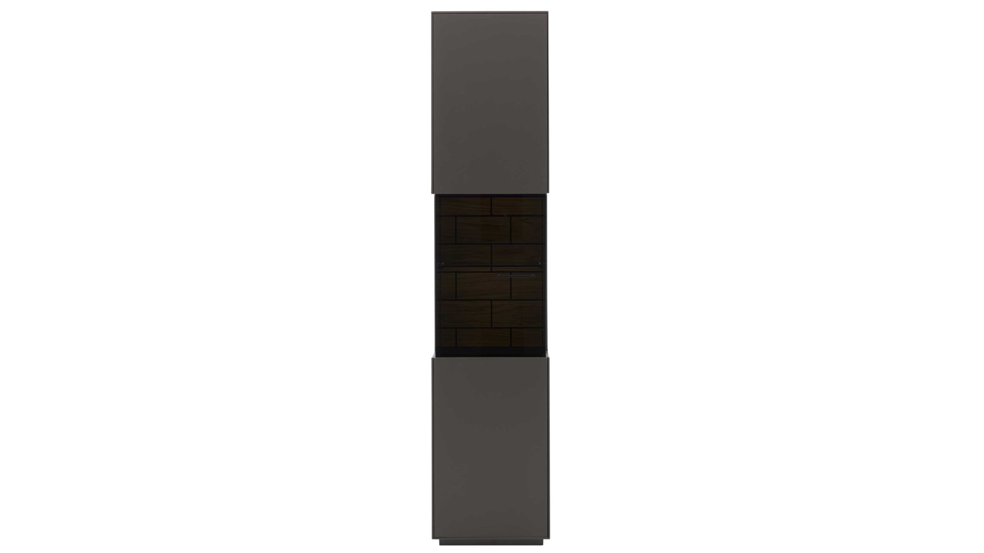 Vitrine Interliving aus Holz in Dunkelgrau Interliving Wohnzimmer Serie 2030 - Vitrine Wolfram Grey & Spaltholz - eine Tür, Breite ca. 45 cm