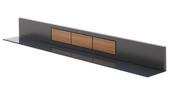 Wandregal Interliving aus Holz in Dunkelgrau Interliving Wohnzimmer Serie 2030 - Wandregal Wolfram Grey & Spaltholz - Länge ca. 150 cm