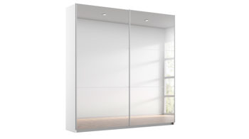 Kleiderschrank Rauch aus Holz in Weiß rauch BLUE Schwebetürenschrank Reflect Spiegel & Alpinweiß - Breite ca. 175 cm