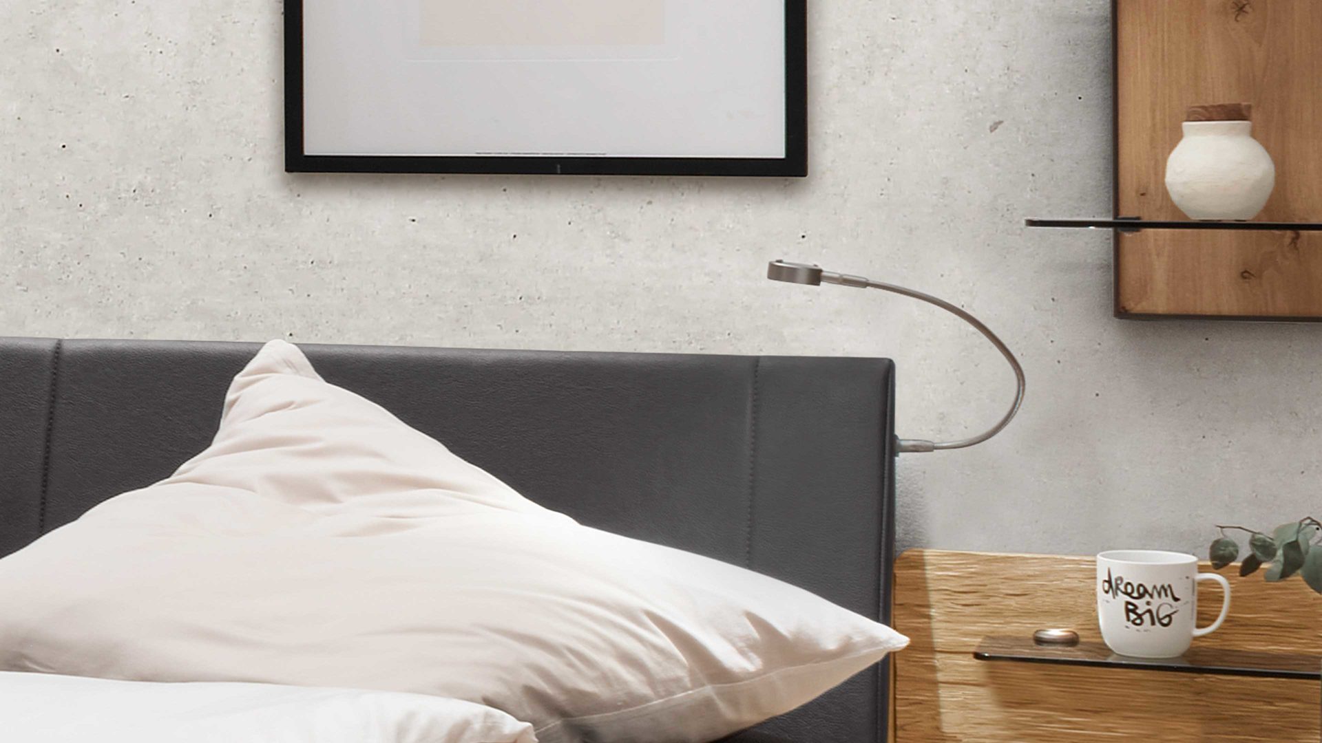 Möbelbeleuchtung Wiemann | oeseder aus Metall in Dunkelgrau WIEMANN Schlafzimmerserie Cadiz - Flexleuchten-Set Schiefer - zweiteilig