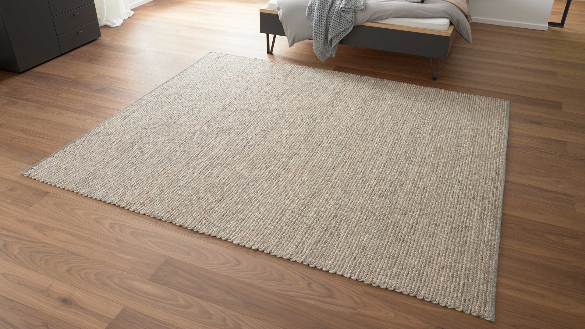 Handwebteppich Interliving aus Naturfaser in Hellbraun Interliving Teppich Serie B-8003 hellbraun melierte Schurwolle – ca. 250 x 290 cm