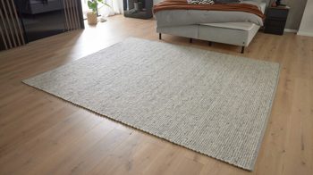 Handwebteppich Interliving aus Naturfaser in Weiß Interliving Teppich Serie B-8003 Weiß meliert – ca. 70 x 350 cm