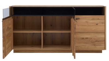 Sideboard Interliving aus Holz in Holzfarben Interliving Wohnzimmer Serie 2027 - Sideboard Asteiche - drei Türen,  Länge ca. 186 cm