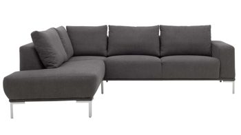 Ecksofa Interliving aus Stoff in Dunkelgrau Interliving Sofa Serie 4255 – Ecksofa grauer Bezug Comora 9853 & silberfarbene Metallfüße 4.26 - Stellfläche ca. 185 x 255 cm