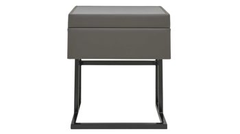 Nachtkommode Interliving aus Leder in Grau Interliving Bettensystem Serie 1416 - Nachtkonsole graues Leder Torro - eine Schublade