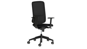 Bürostuhl Nowystyl aus Stoff in Schwarz Bürostuhl Utila Swivel schwarzer Bezug Mesh MT60999, Sempre SM 01 & schwarzes Drehkreuz