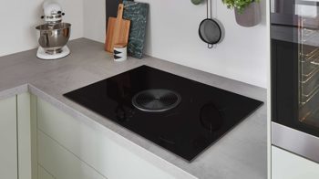 Einbauküche Nobilia® aus Holz in Hellgrün nobilia® Einbauküche Senso mit Elektrogeräten, z. B. Muldenlüfter Mineralgrün & Taxus - Stellfläche ca.