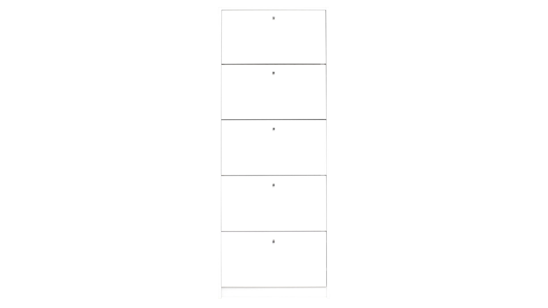 Schuhschrank Mäusbacher aus Holz in Weiß Schuhkipper Flap Weiß - fünf Klappen, ca. 60 x 168 cm