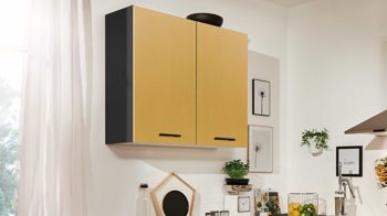 Einbauküche Pino aus Holz in Dunkelgrau pino Einbauküche inklusive Einbaugeräte Grafit & Alux Gold - Stellfläche ca. 185 x 255 cm