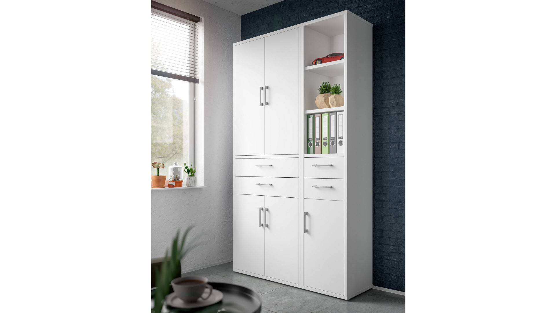 Regal Mäusbacher aus Holz in Weiß Büroprogramm Big Profi Office - Regal Weiß - sechs Fächer, ca. 82 x 218 cm