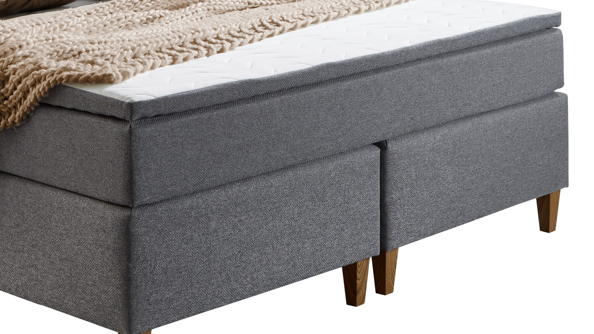 Boxspringbett Sun garden | 162739 aus Stoff in Grau Boxspringbett Kenora grauer Bezug 50512-710 – Liegefläche ca. 180 x 200 cm
