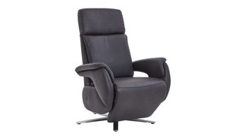 Relaxsessel Steinpol polsteria aus Leder in Anthrazit Polsterprogramm Relaxa 6.0 Plus Smart Line anthrazitfarbenes Leder Evita & gebürsteter Edelstahl-Sternfuß