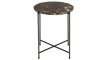 Beistelltisch Actona group aus Mineralmarmor /-guss in Braun Beistelltischserie Avila brauner Marmor & schwarzes Metallgestell - Höhe ca. 45 cm