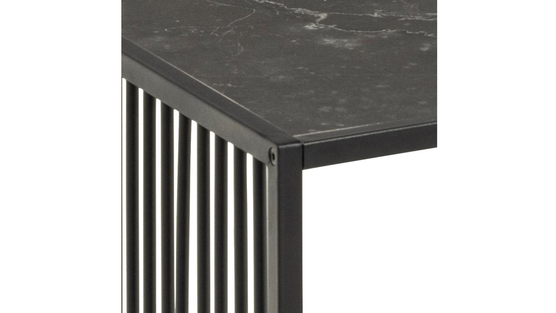 Couchtisch Actona group aus MDF in Schwarz Couchtisch Strington rauchfarbenes Glas & schwarze Marmoroptik, schwarzes Metallgestell - ca. 120 x 60 cm