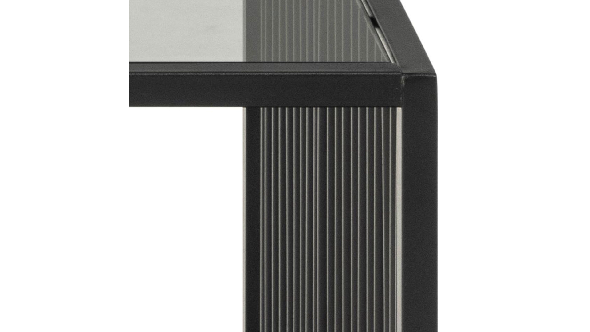 Couchtisch Actona group aus MDF in Schwarz Couchtisch Strington rauchfarbenes Glas & schwarze Marmoroptik, schwarzes Metallgestell - ca. 120 x 60 cm