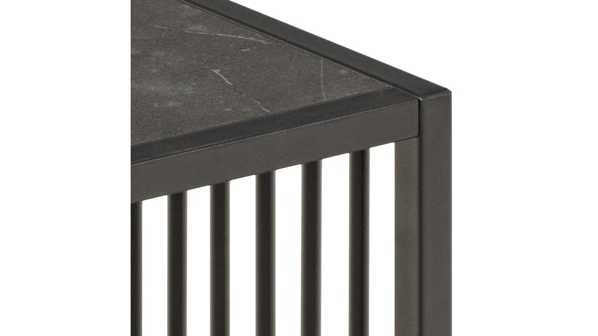 Beistelltisch Actona group aus MDF in Schwarz Beistelltisch Strington schwarze Marmoroptik & schwarzes Metallgestell