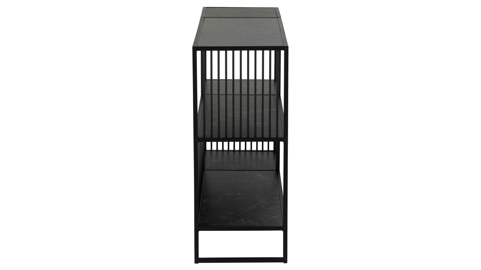 Regal Actona group aus Metall in Schwarz Regal Strington schwarzes Metallgestell & schwarze Marmoroptik - Breite ca. 120 cm