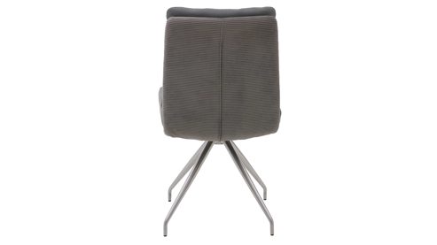 Vierfußstuhl Interliving aus Leder in Grau Interliving Esszimmer Serie 5116 – Polsterstuhl mit Drehfunktion grauer Materialmix Leder & Cord Fo-Sh, Edelstahlgestell F38-R