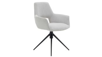 Vierfußstuhl Interliving aus Stoff in Weiß Interliving Esszimmer Serie 5605 – Armlehnstuhl mit Dreh- und Rückholfunktion cremeweißer Cord Rebel & schwarzes Eisen