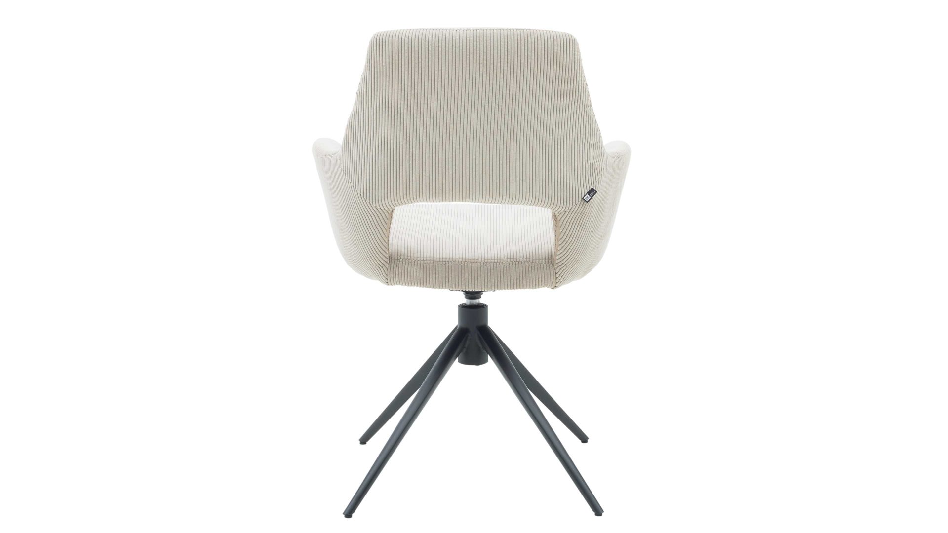 Vierfußstuhl Interliving aus Stoff in Weiß Interliving Esszimmer Serie 5605 – Armlehnstuhl mit Dreh- und Rückholfunktion cremeweißer Cord Rebel & schwarzes Eisen