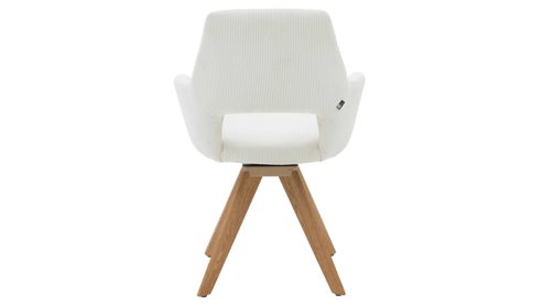 Vierfußstuhl Interliving aus Stoff in Weiß Interliving Esszimmer Serie 5605 – Armlehnstuhl 2272-47 cremeweißer Cord Rebel & Eiche